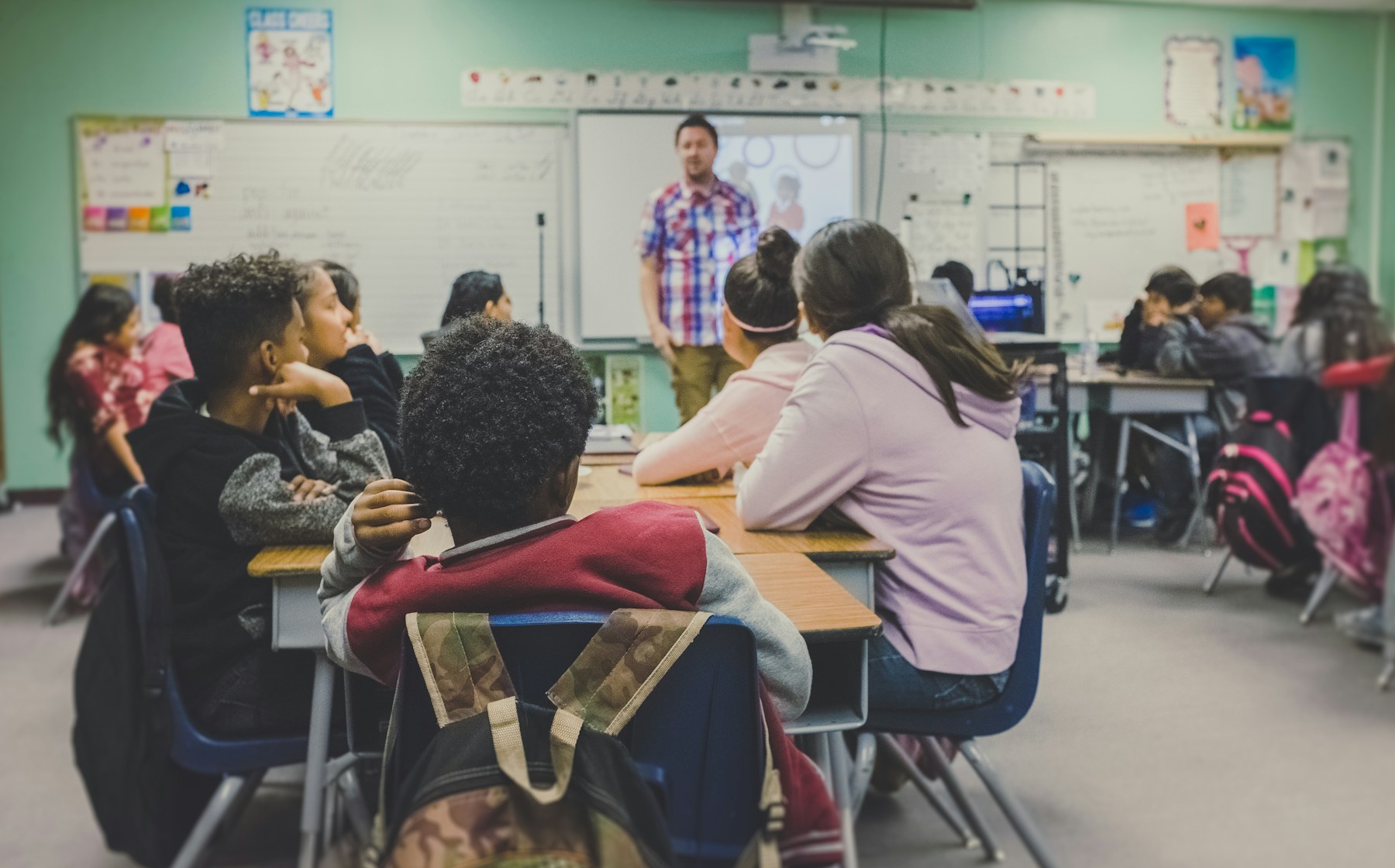 Students gathered in a classroom
